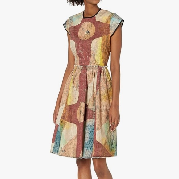 making the cut Dresses & Skirts - Making The Cut Carnival Painting Dress Winning Look Gary's Brown Tan Small